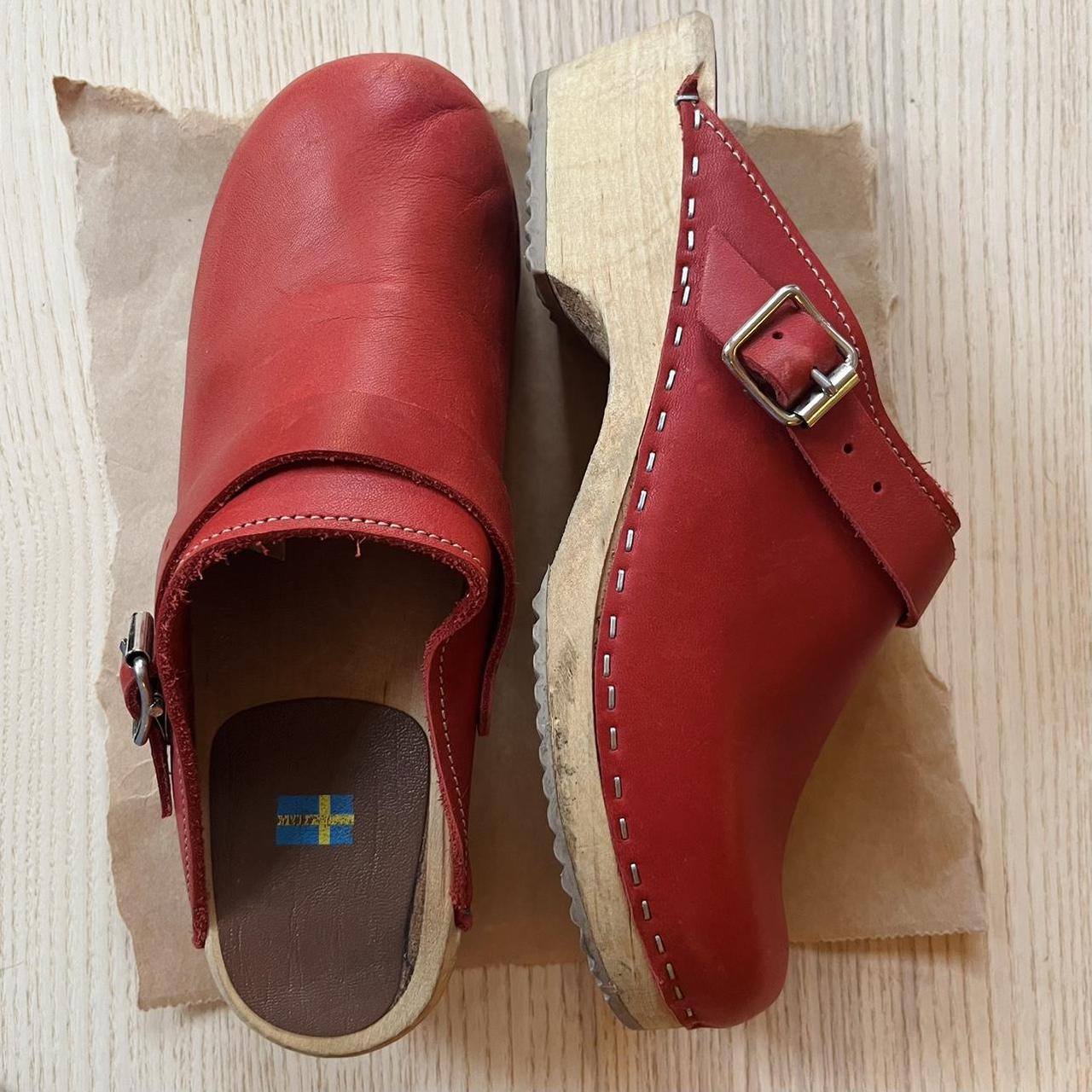 RED LEATHER SWEDISH CLOGS Super soft leather clogs... Depop