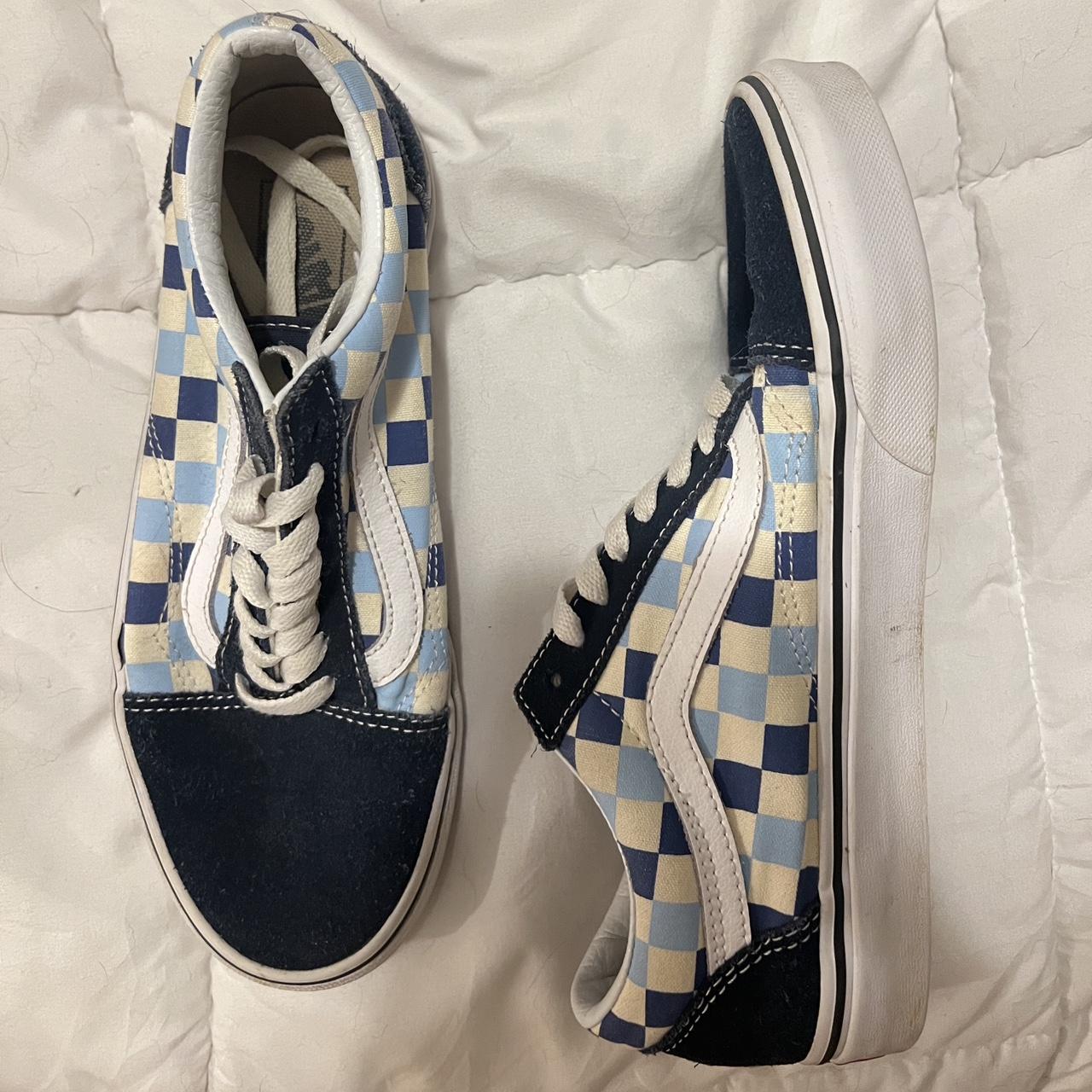 Old skool blue hot sale checkerboard vans