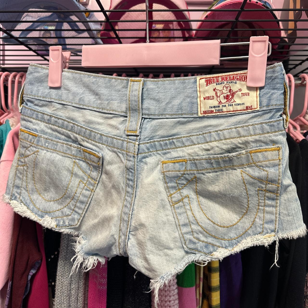 mcblinggg true religion micro booty shorts 💋 size... - Depop