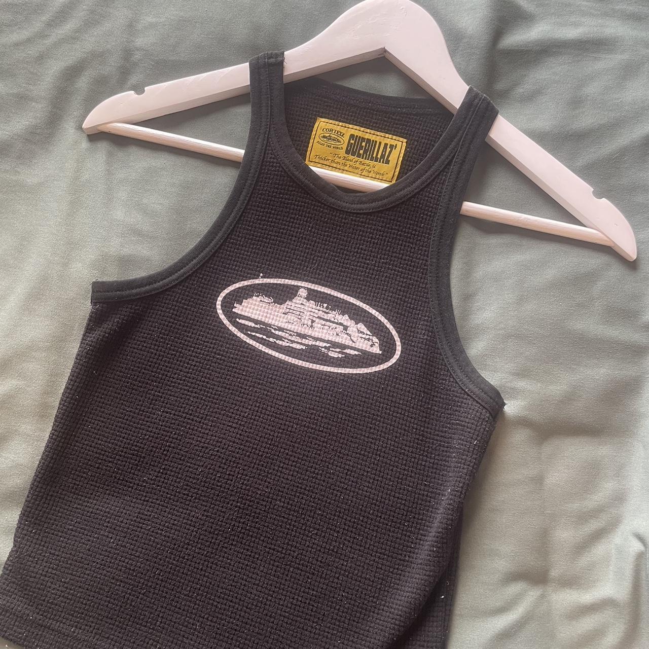 Black corteiz waffle crop top Size M Slight bobbling - Depop