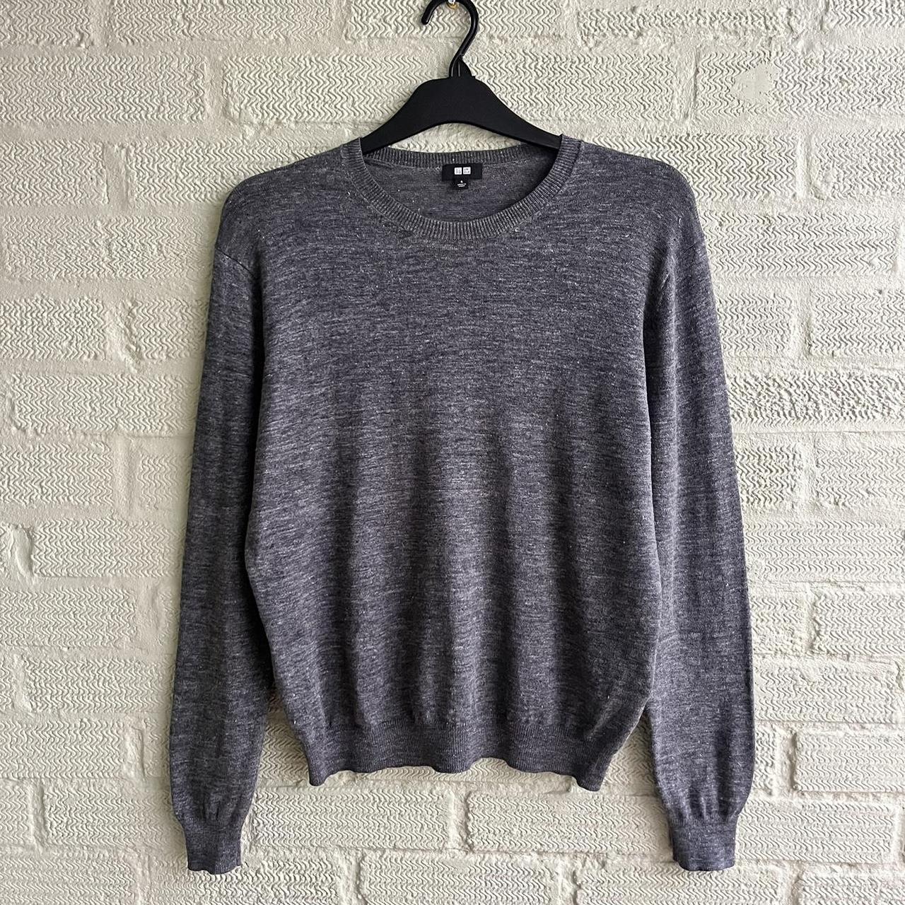 Uniqlo Grey Linen Sweater Top Sz S Marl Knit Jersey