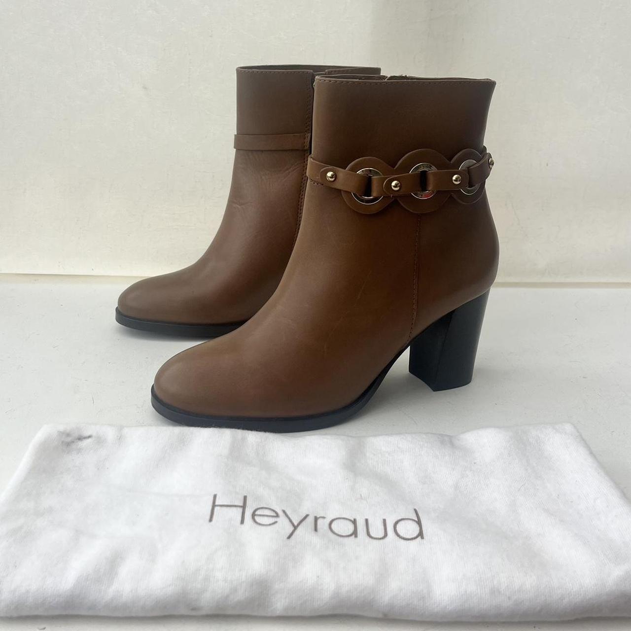 Heyraud Brown Leather Boots EU 37 UK 4 NEW Gold. Depop