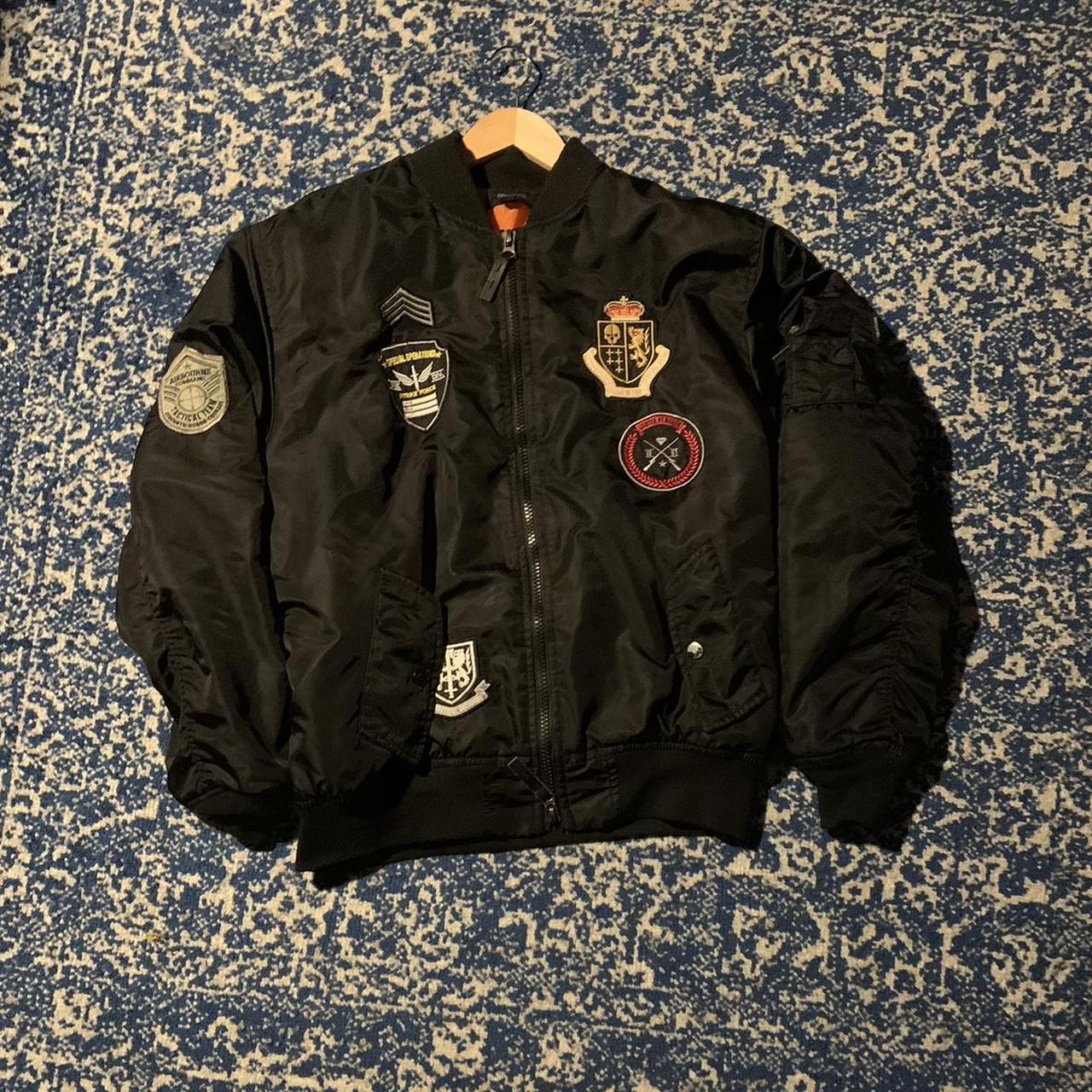 black military bomber jacket Size XL hard piece and... - Depop