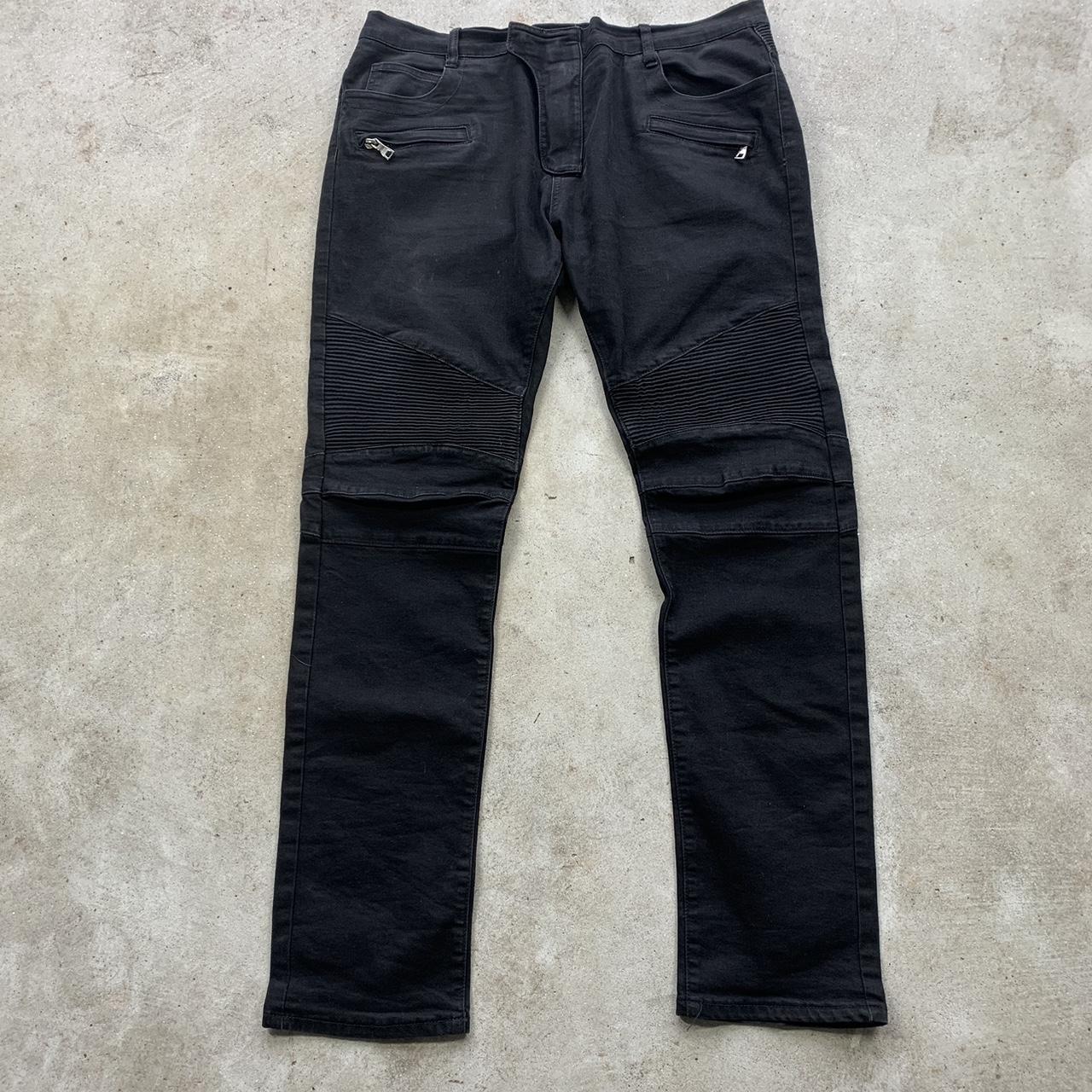 Balmain raw denim hot sale biker jeans