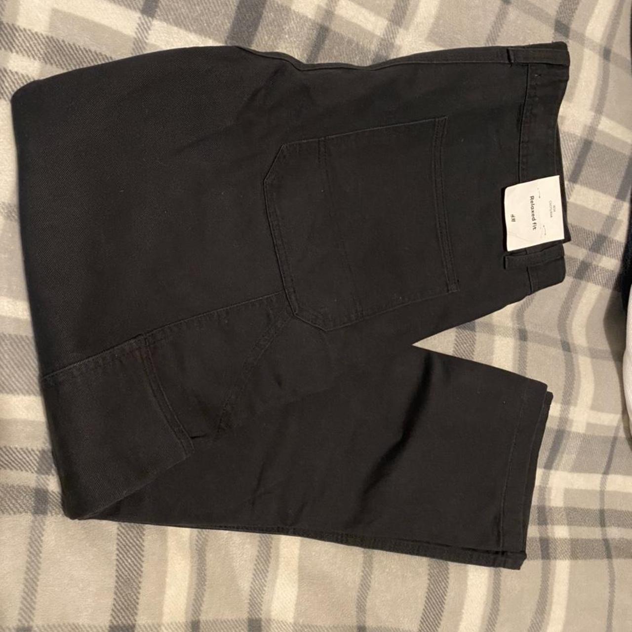 H&M Relaxed Fit Black Trousers W34 (NEW WITH... - Depop