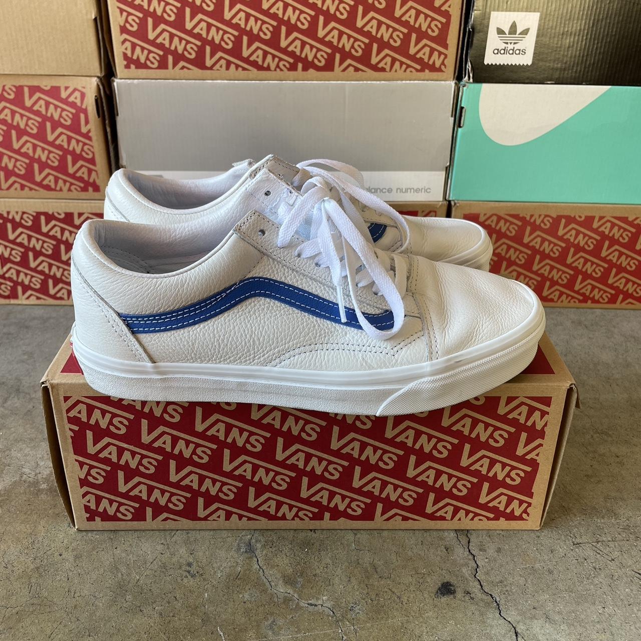 Vans old skool vintage clearance white blue