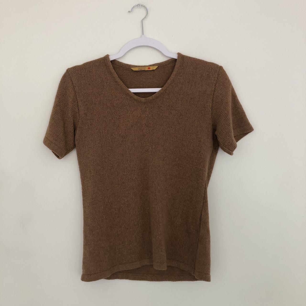Brown Short Sleeve Sweater Tee Brand: patan Size: - Depop