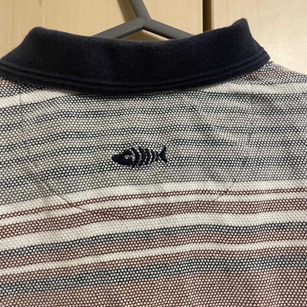 Weird fish ‘inside out’ red white and navy polo... Depop