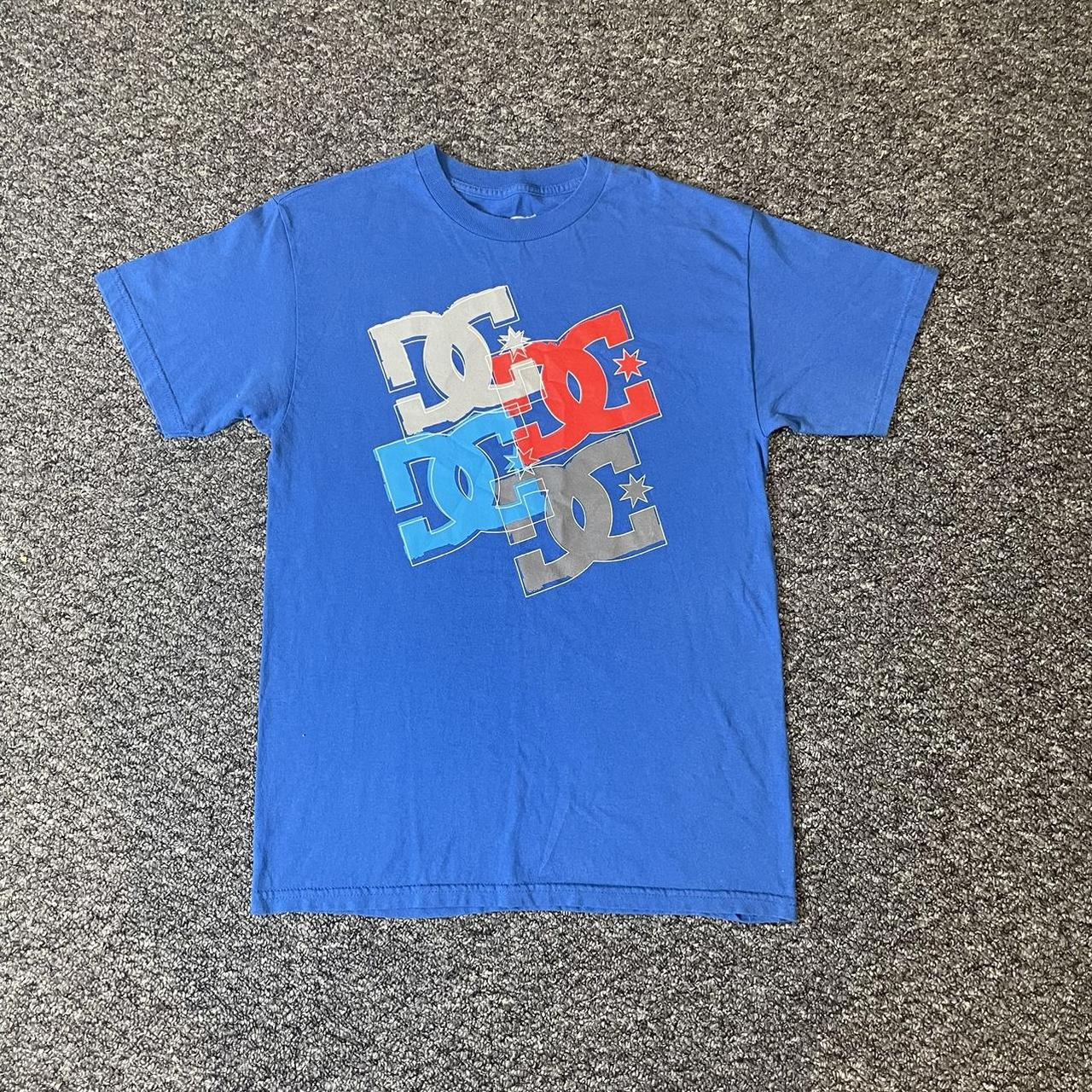 Blue Y2k Dc T Shirt With Large Graphic Print On Depop