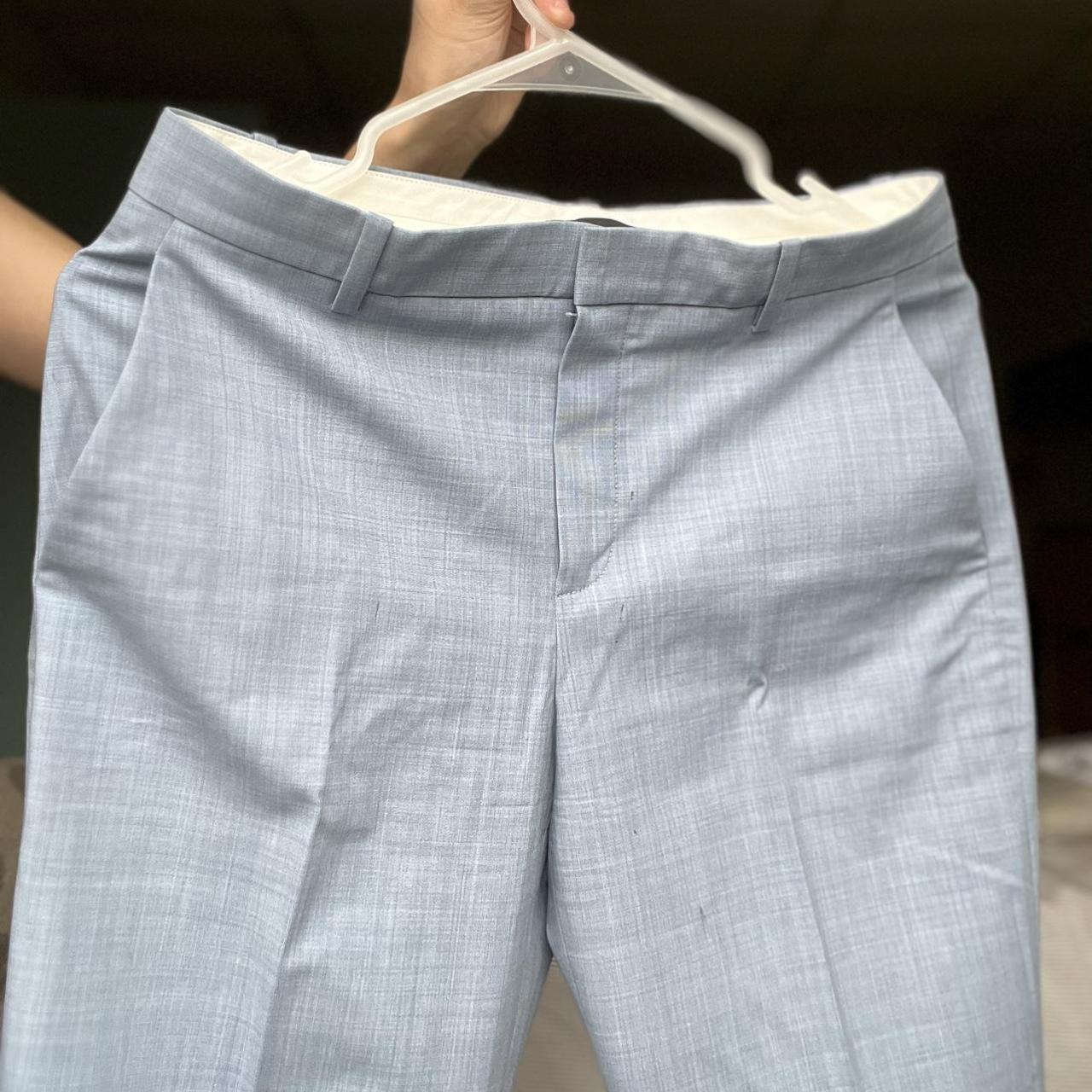 Theory Women's Blue and Grey Trousers | Depop