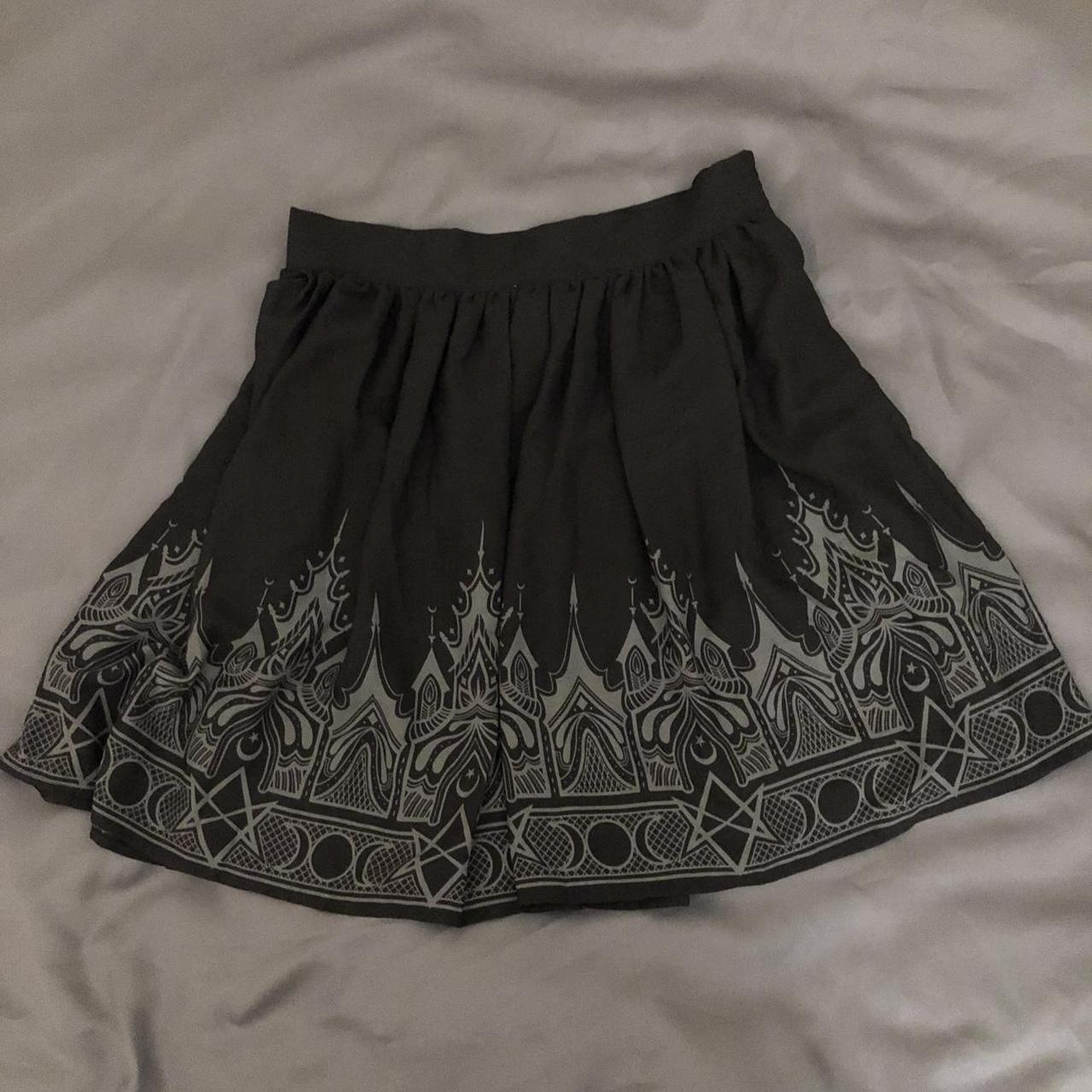 Killstar Women's Black and Grey Skirt Depop