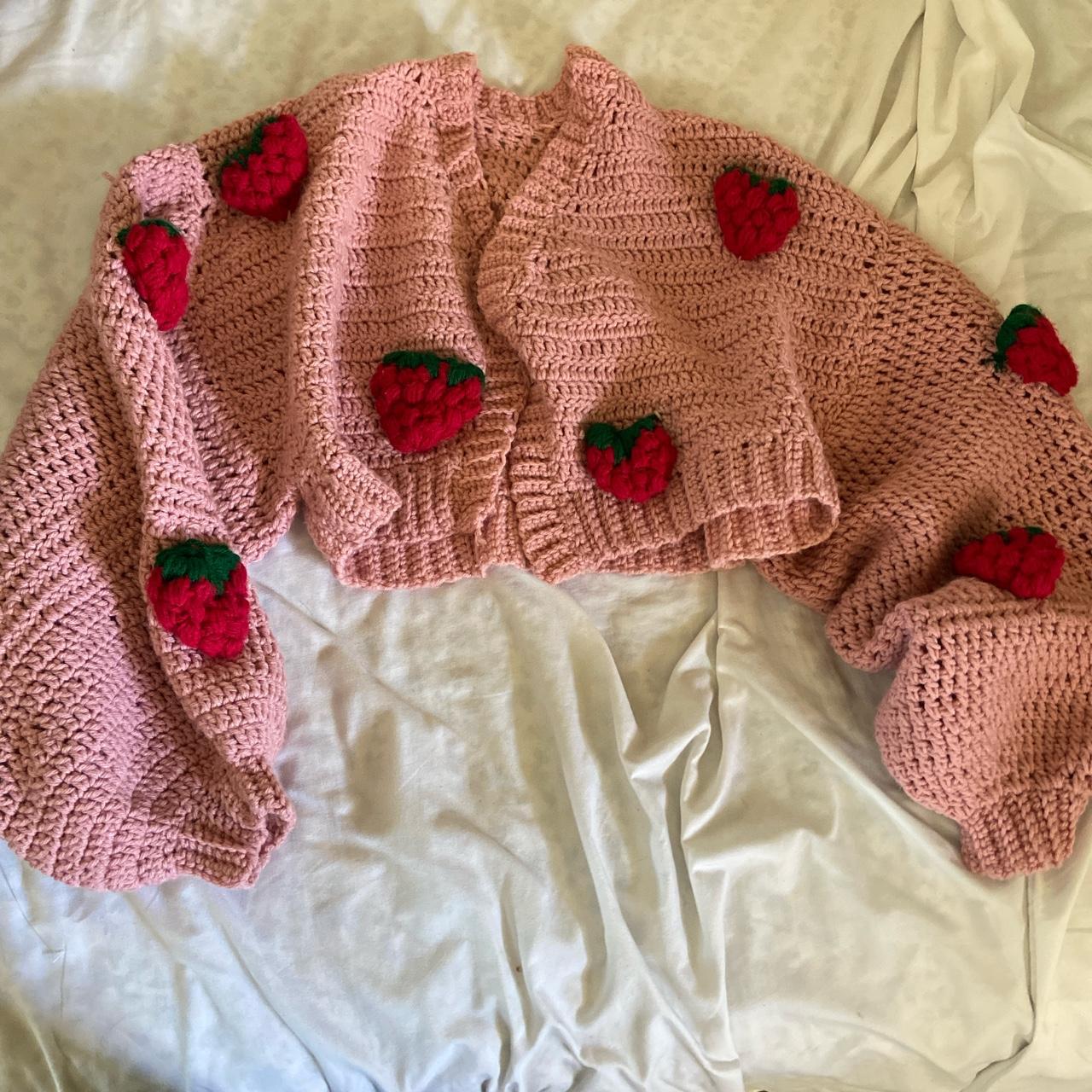 handknit oversized crop cardigan balloon sleeve... Depop