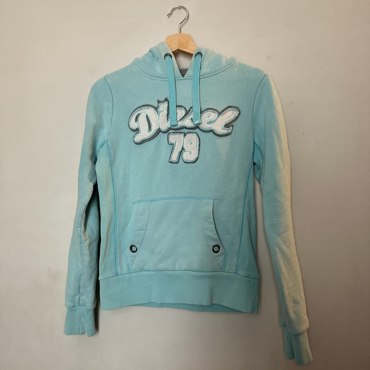 y2k vintage baby blue hoodie • 00’s diesel... - Depop