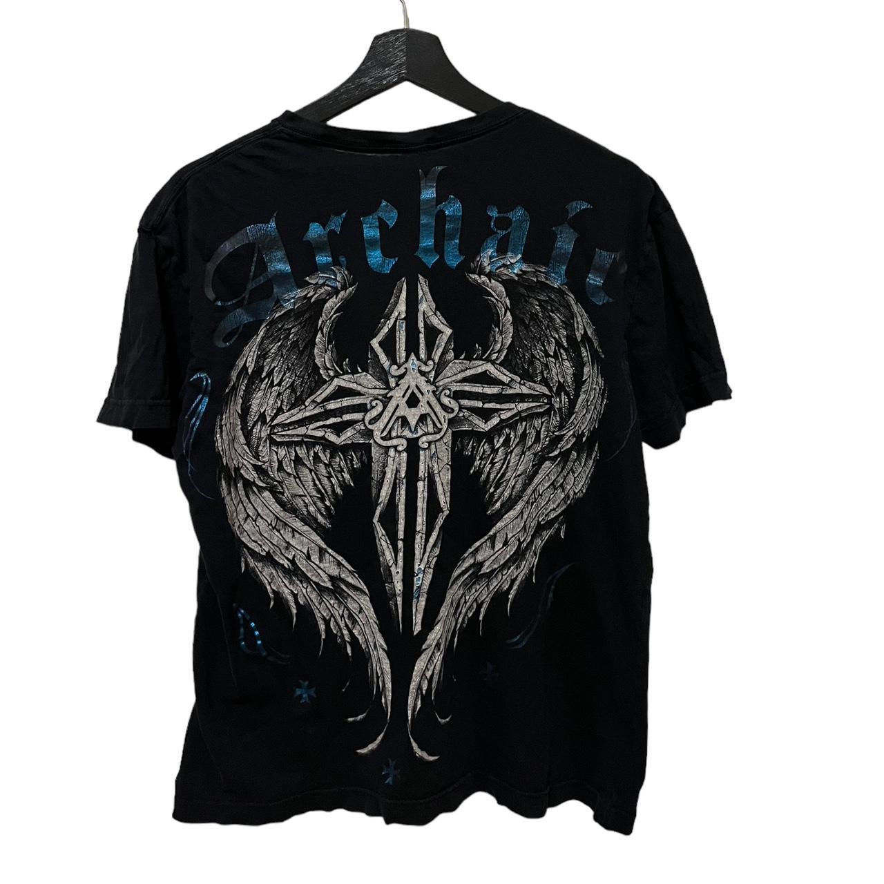 Affliction cyber y2k skull wing outlet t shirt