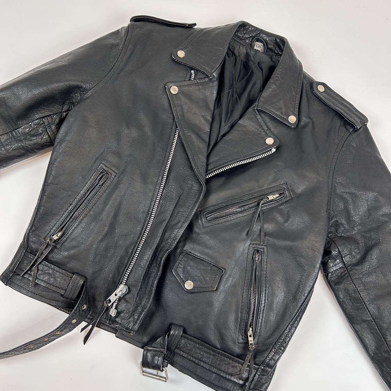 Great oversized vintage leather biker jacket.... - Depop