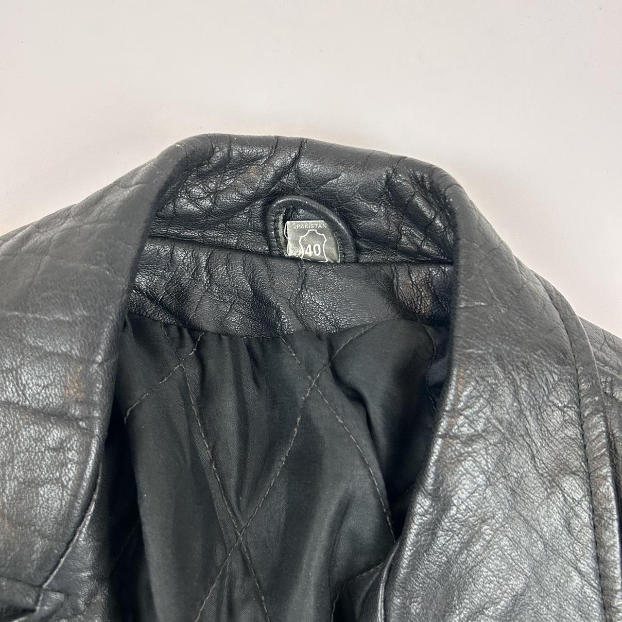 Great oversized vintage leather biker jacket.... - Depop