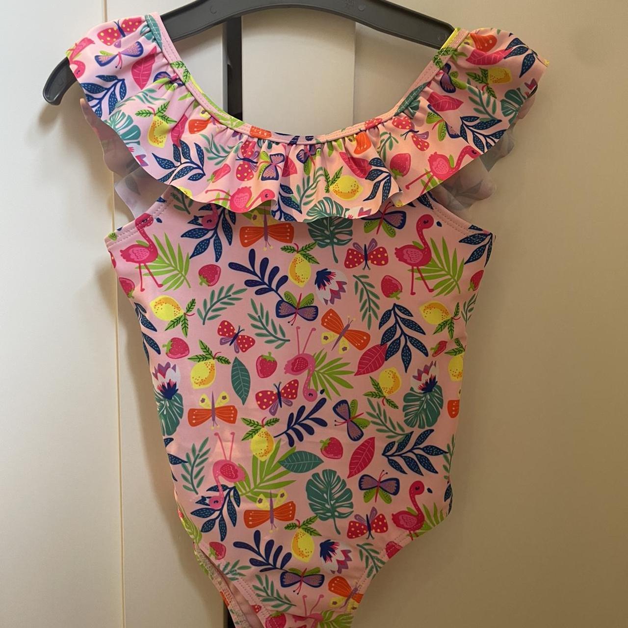 Matalan Baby Girl Pink Floral Swimsuit Size 1218... Depop