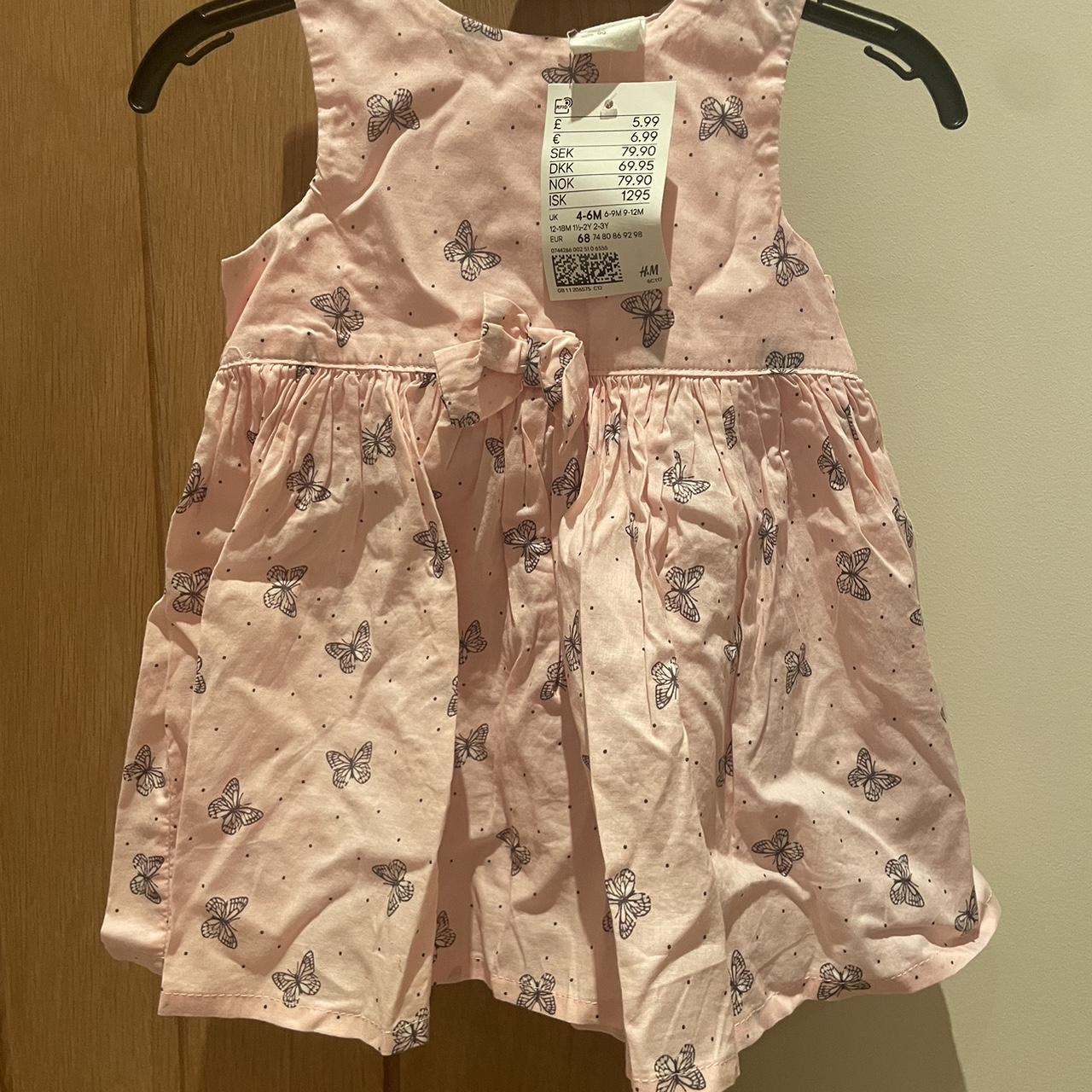 H&M Baby Girl Pink Butterfly Dress Size 46 Months... Depop