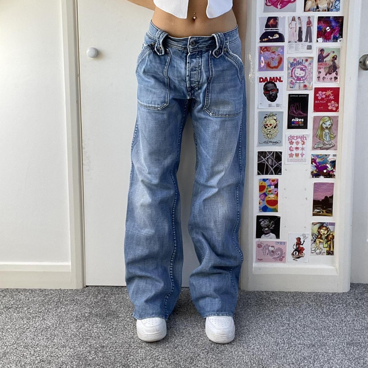 90s y2k diesel jeans Cool light wash baggy skater... - Depop