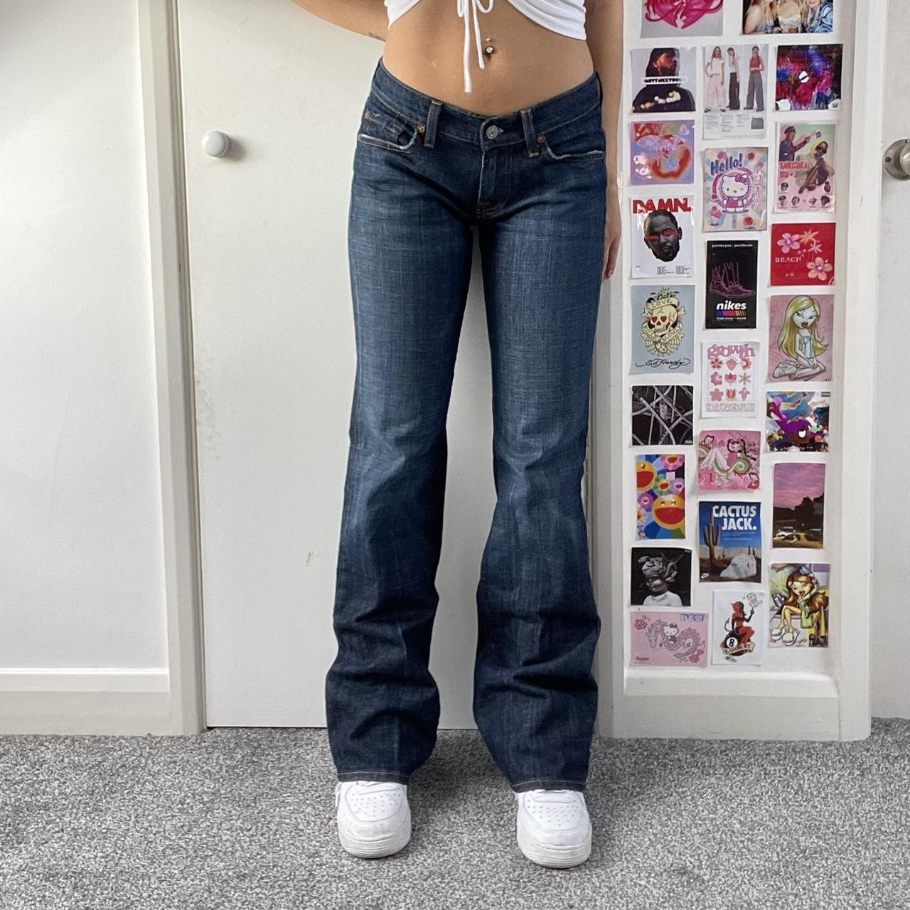 90s y2k bootcut jeans Cute dark wash jeans with… - Depop