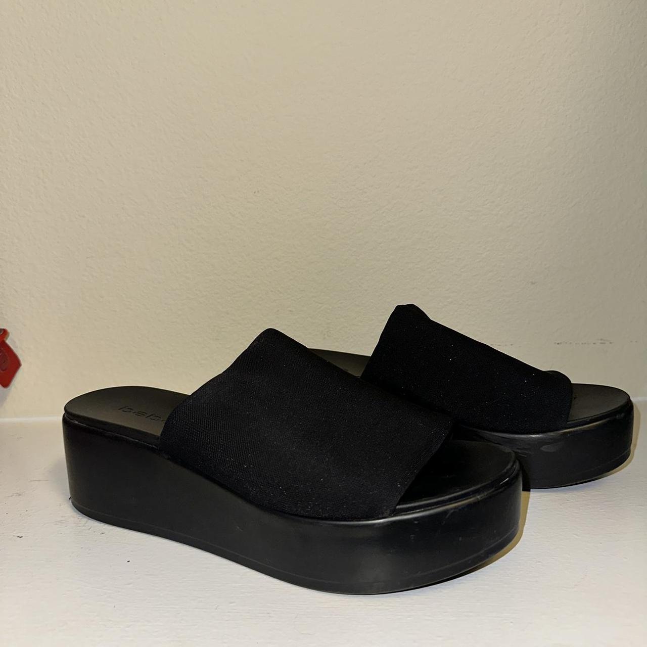 BRAND: BEBE 〰️ Black platform stretch sandals 〰️ Worn... - Depop