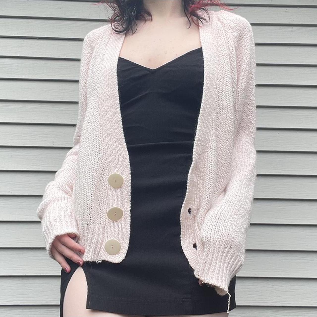 Vintage baby pink cardigan, size small. I wore this... Depop