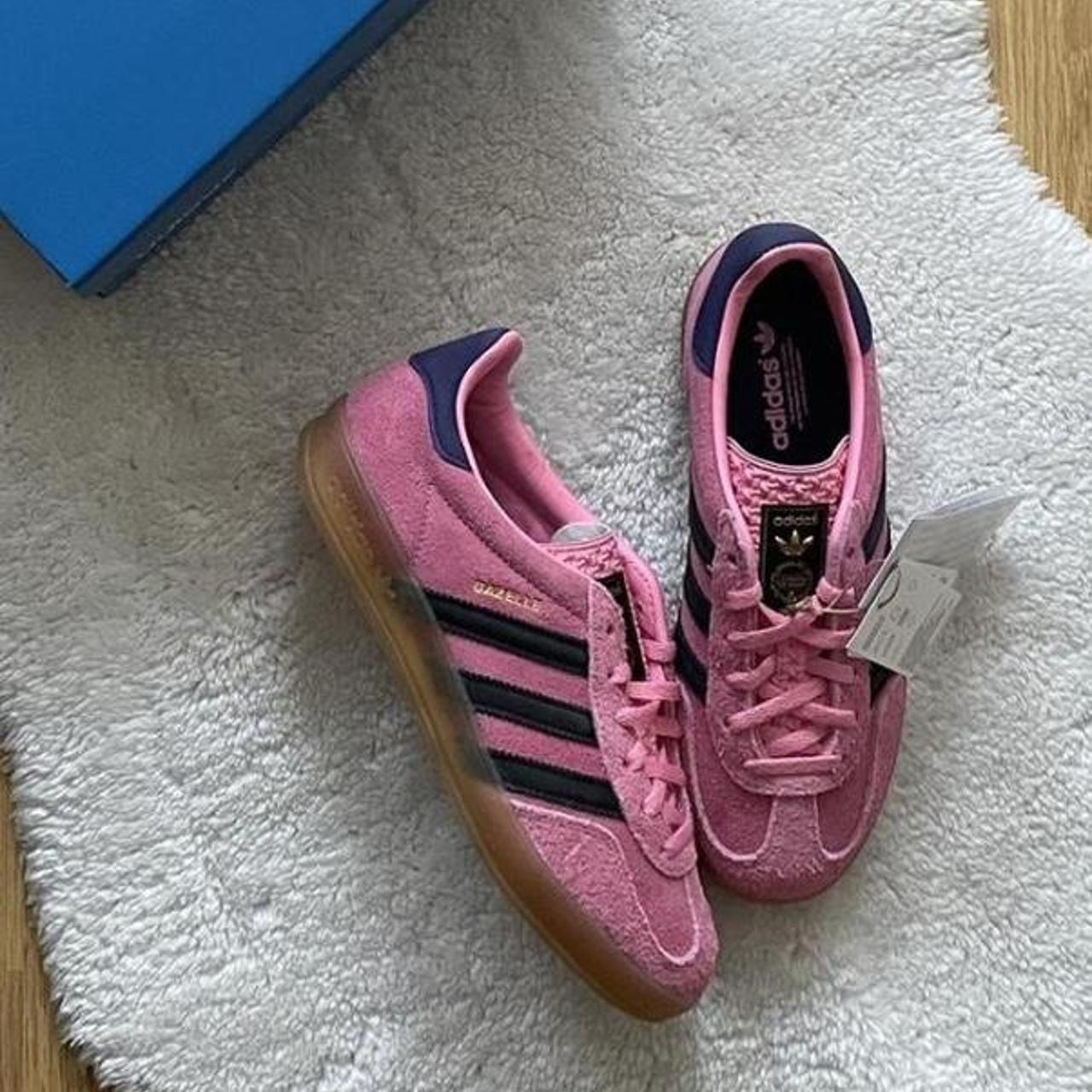Pink adidas gazelles size 5.5 uk, in perfect... - Depop