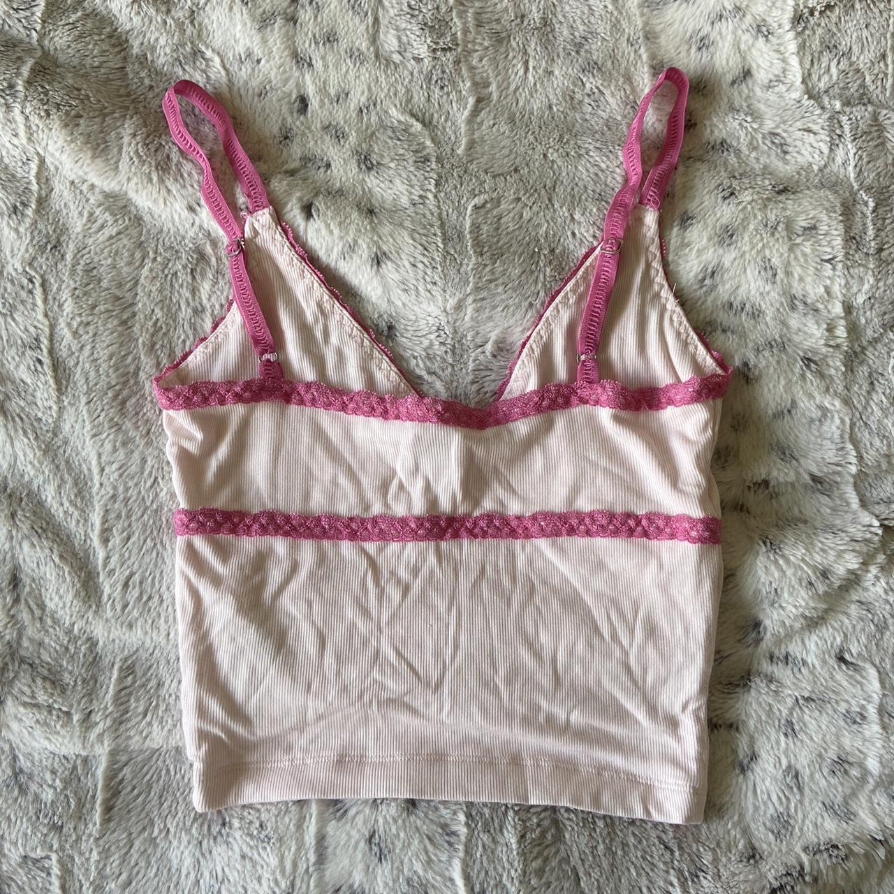 ‼️SALE‼️ monochrome baby pink cropped tank top with... - Depop