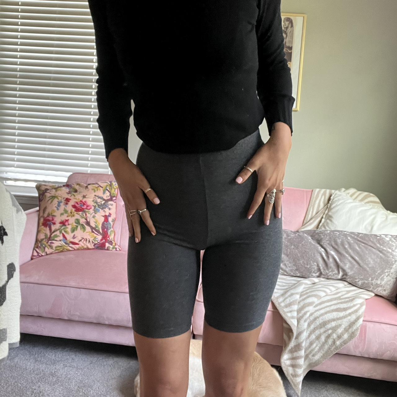 Grey thrifted biker shorts Cotton material So Depop