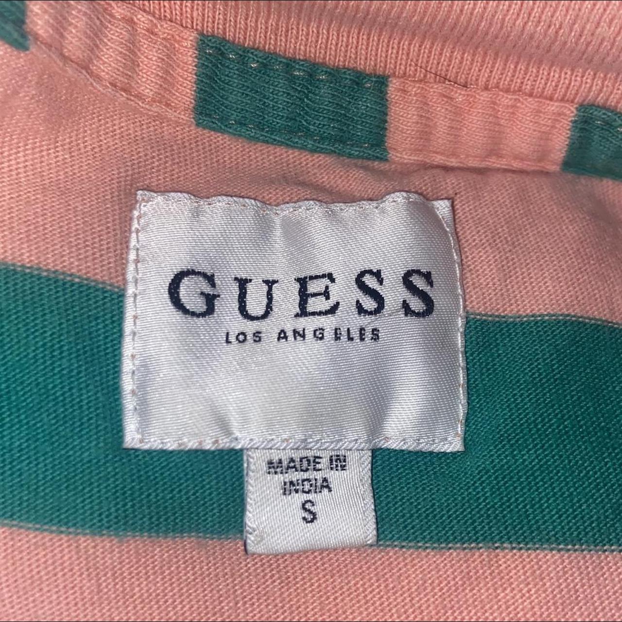 Green and pink guess store shirt