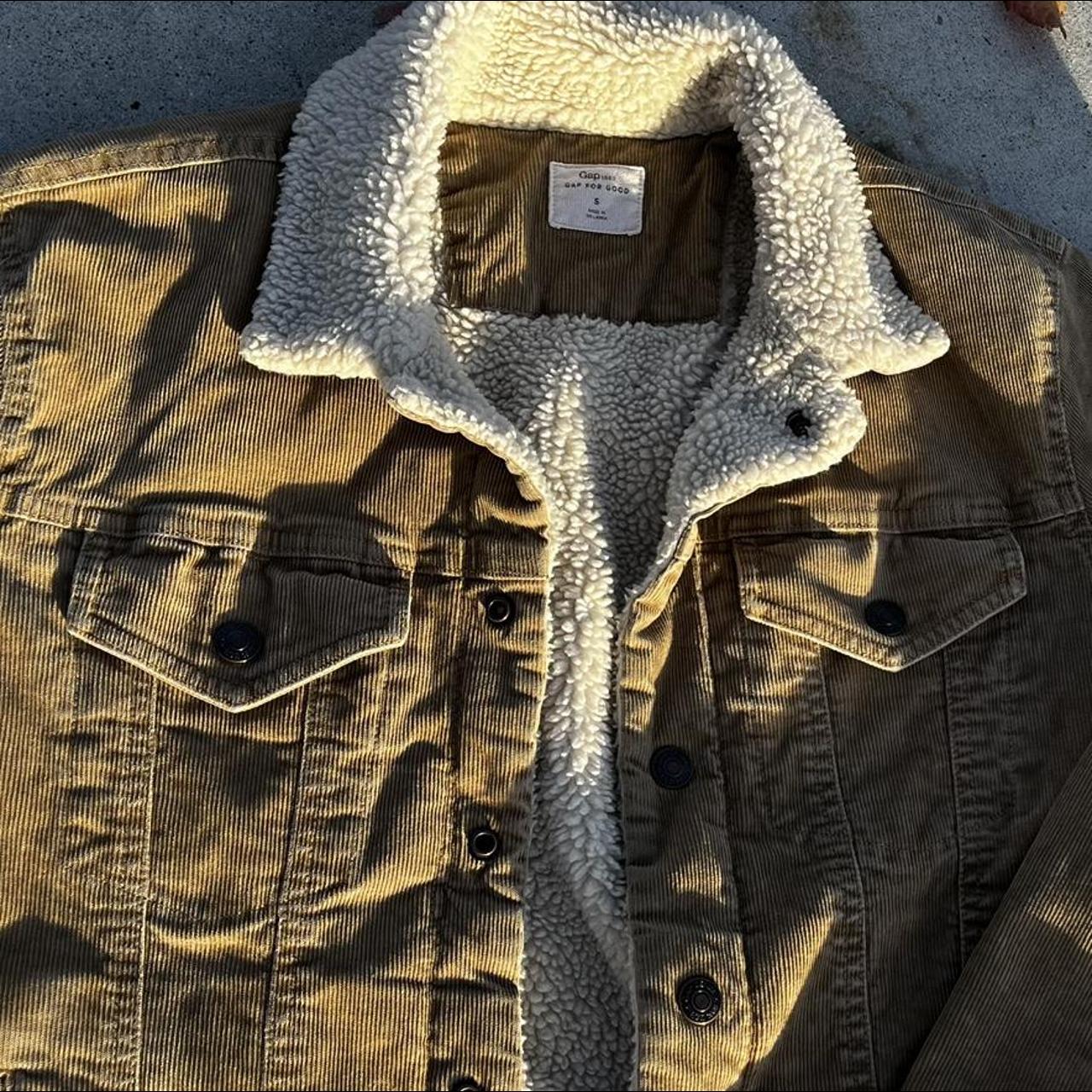 Gap tan / brown corduroy jean jacket sherpa lined.... - Depop