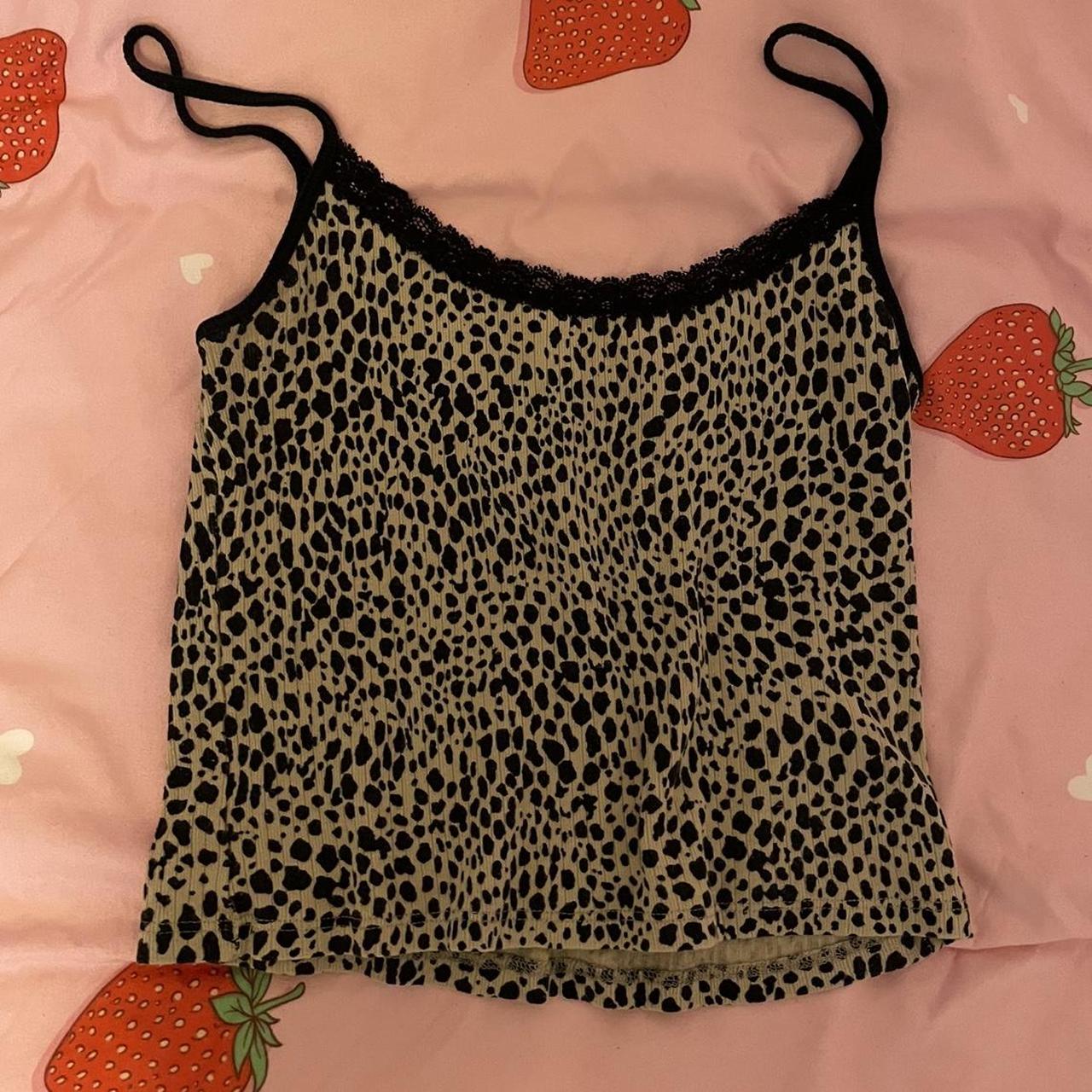 lace leopard print brandy melville cami so lovely... - Depop