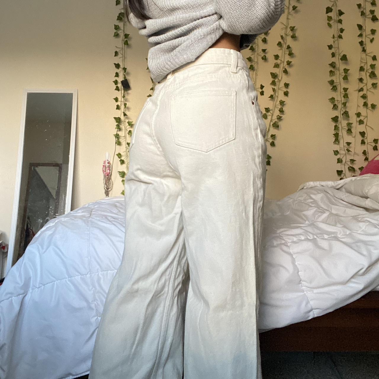 Cream wide leg jeans from Motel Rocks -size xs (I'm... - Depop