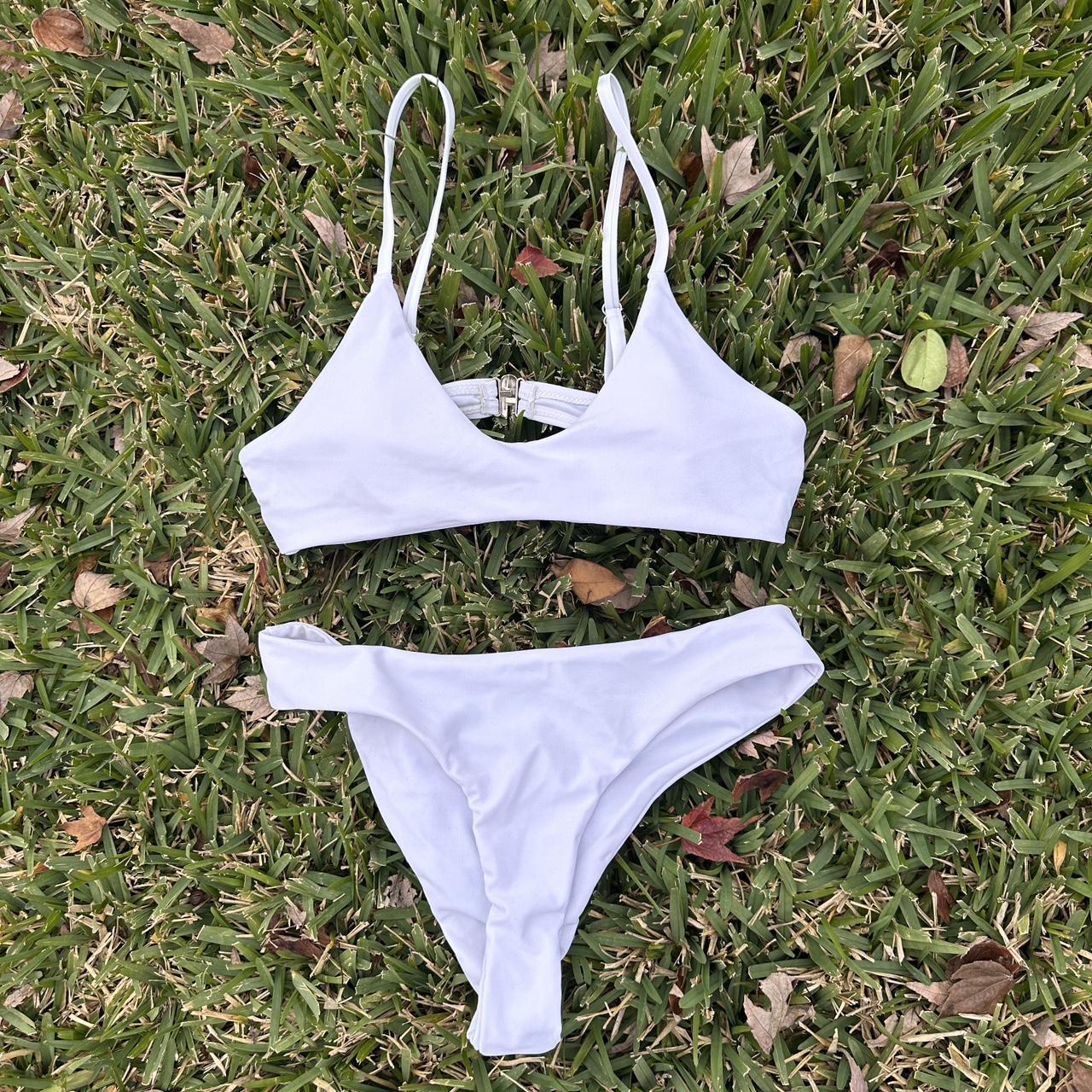 adorable white blackbough bikini in size small never... - Depop