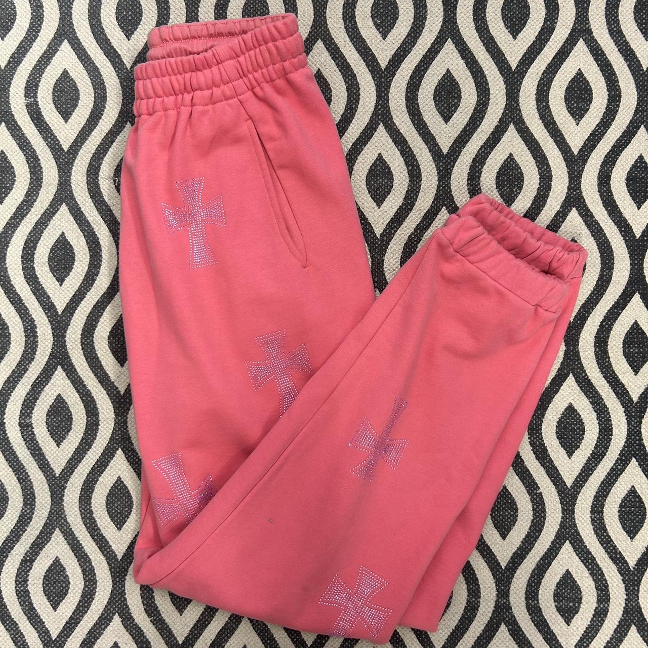 About -sick hot pink unknown London joggers with... - Depop