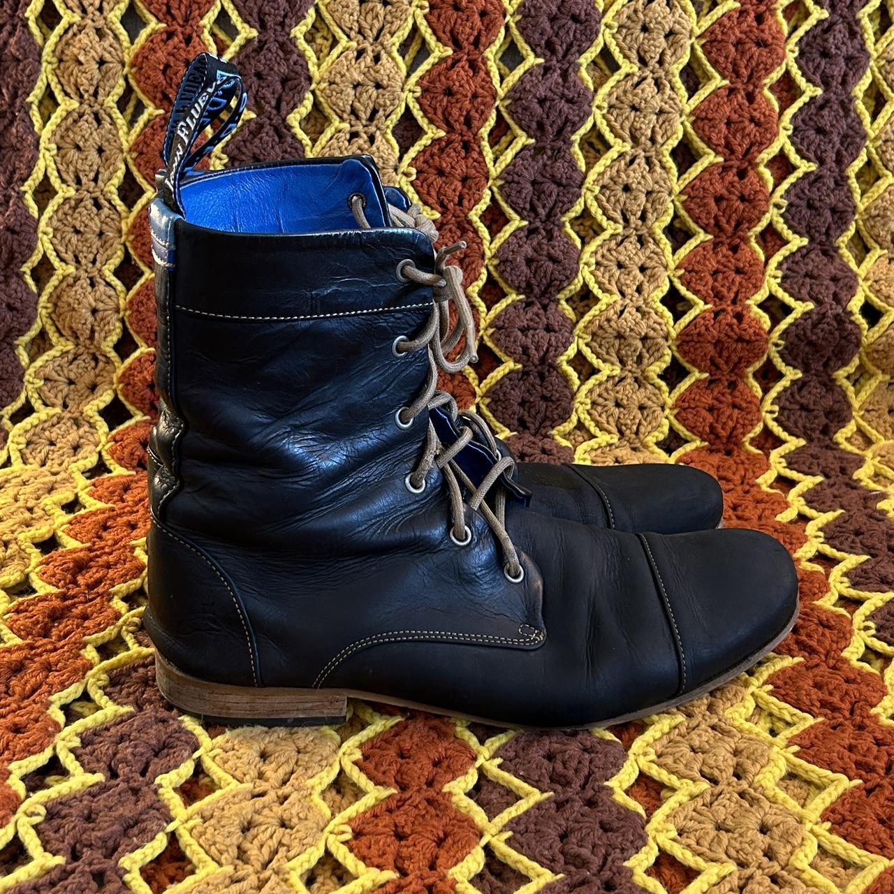 John Fluevog Black leather Radio combat boots with. Depop