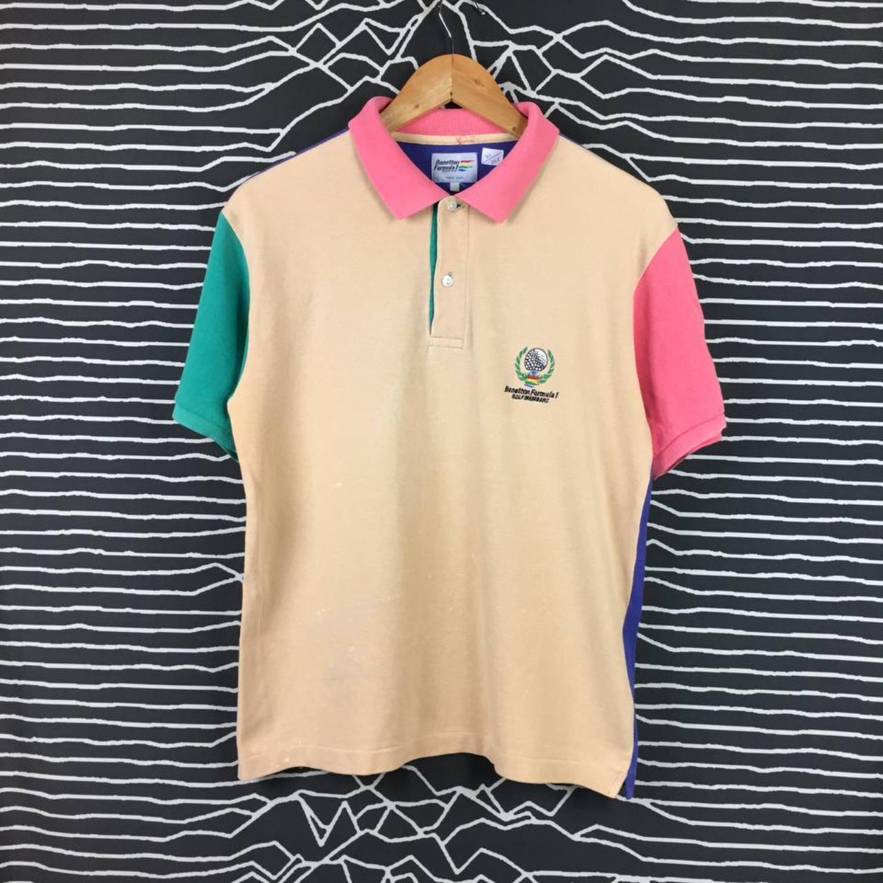 Vtg Benetton Formula 1 Golf Members Color Block Polo...