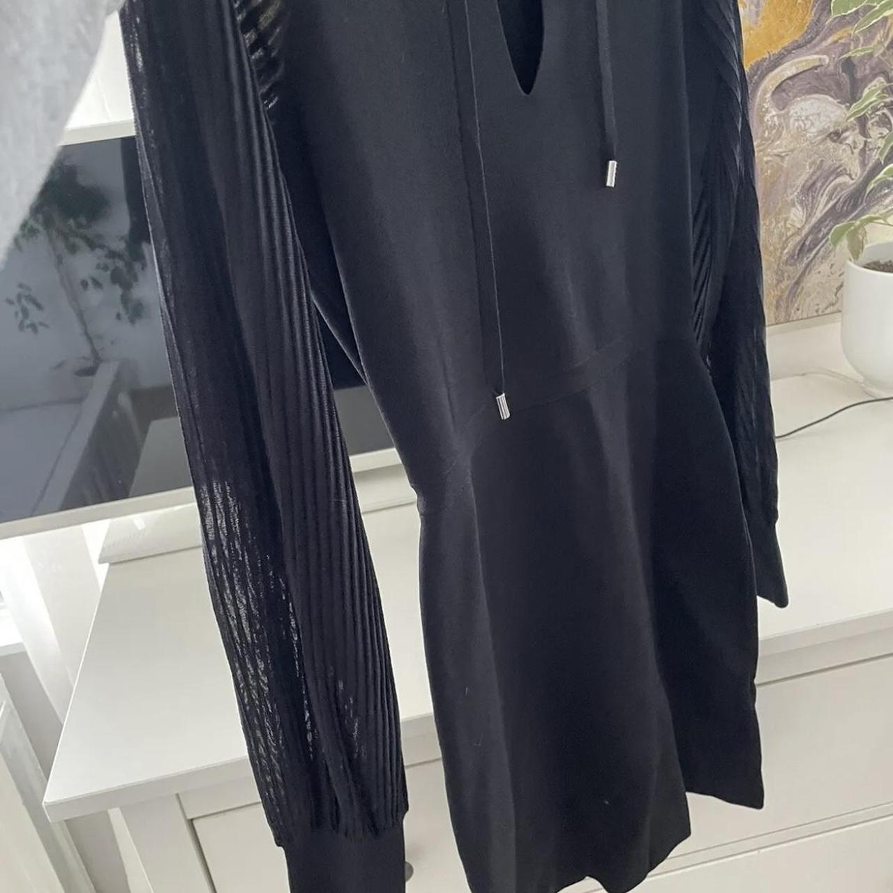 Reiss Black Celeste Sheer Sleeve Knitted Dress Size... - Depop