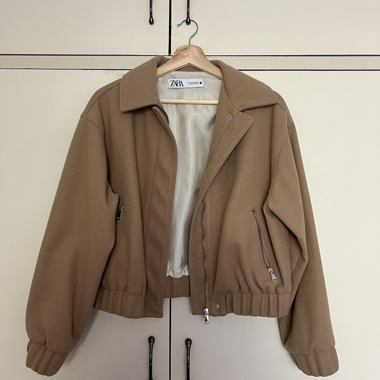 Brown Zara Bomber Jacket, never worn and perfect for... - Depop
