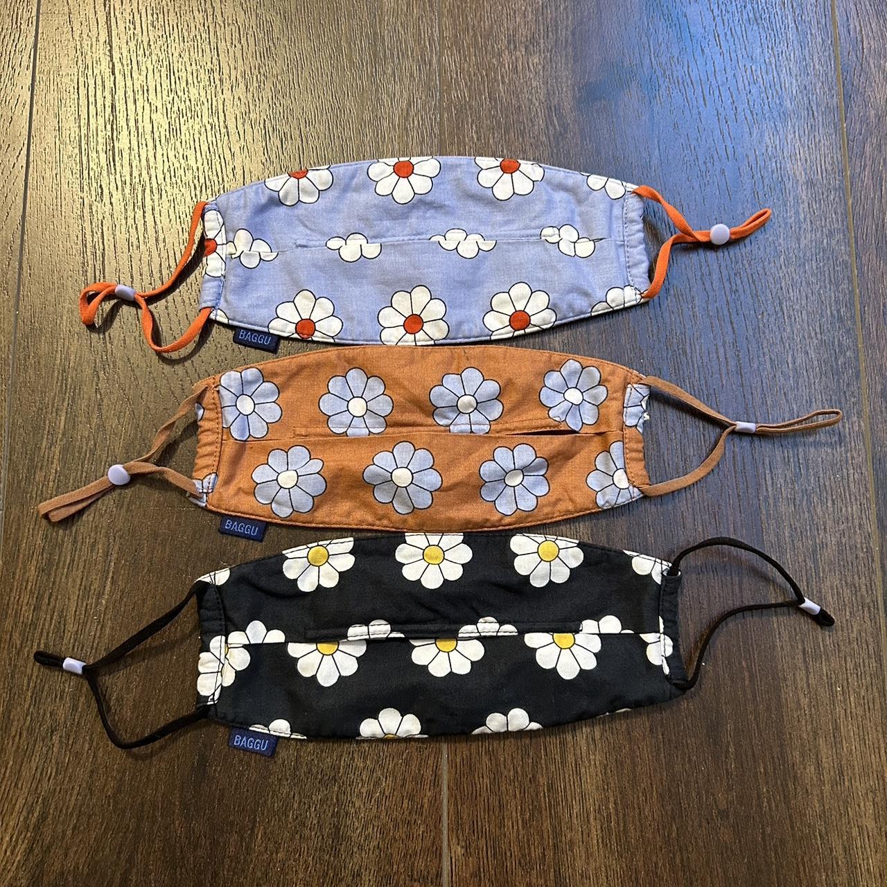 Pack of 3 BAGGU Flower Print Masks (lightly worn)... Depop