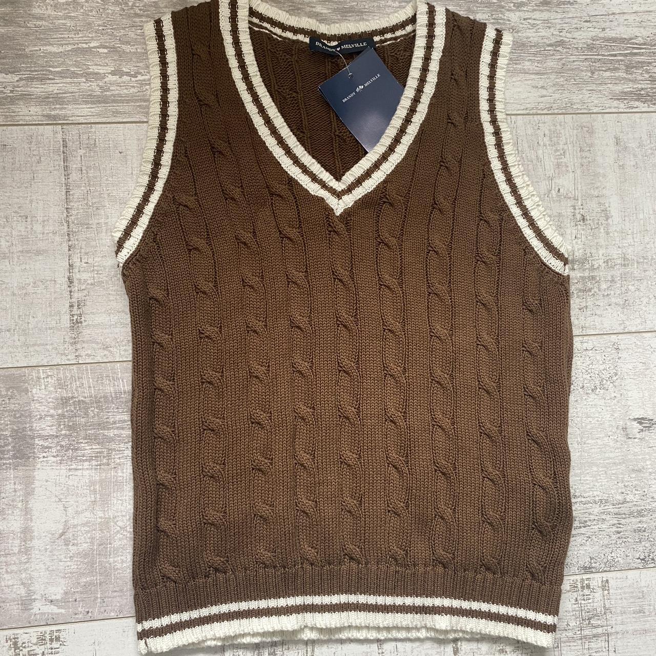 brandy melville sweater vest brown and white sweater... Depop