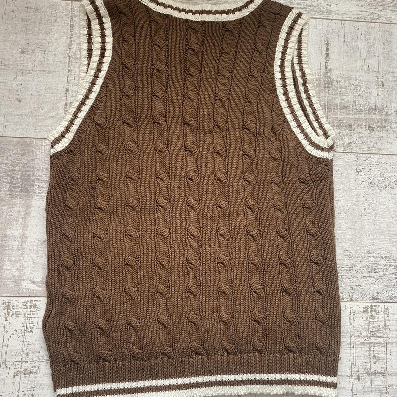 brandy melville sweater vest brown and white sweater... Depop