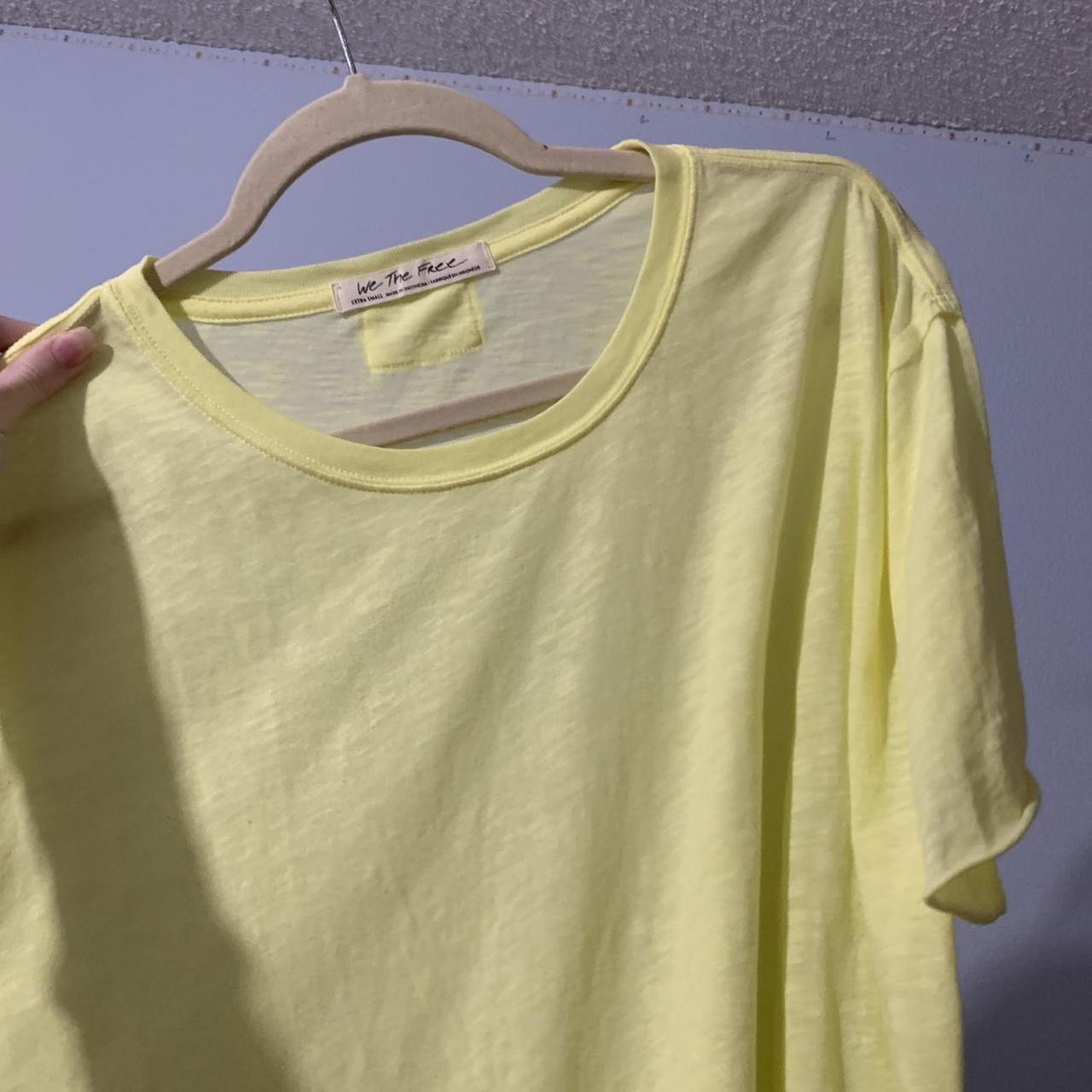 free people bright yellow oversized tee size... - Depop