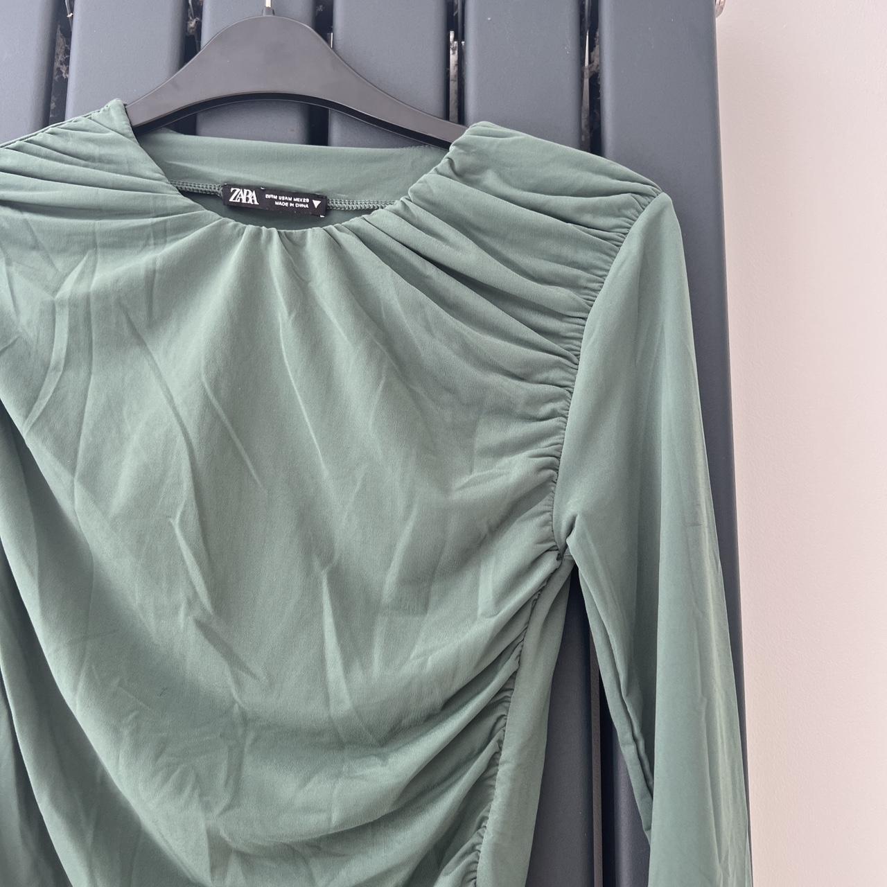 Draped green top. Zara. Size Medium. Worn once.... Depop