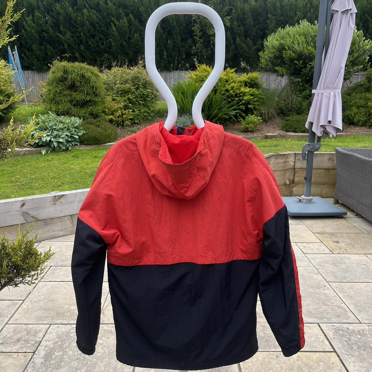 NIKE AIR BLACK & RED ANORAK 1/4 ZIP HOODED WINDBREAKER | Depop