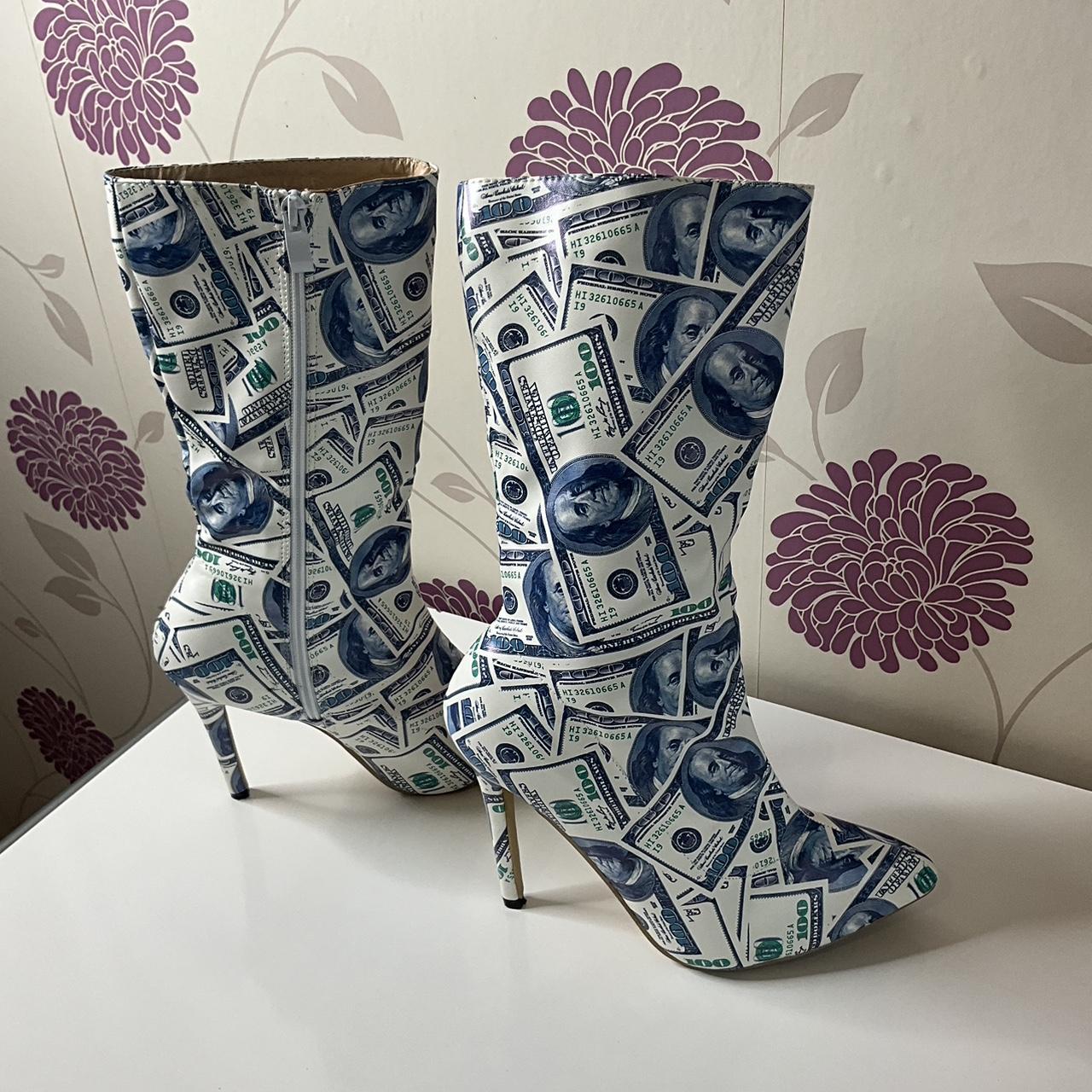 Dollar printed boots. Mid calf boots. Depop