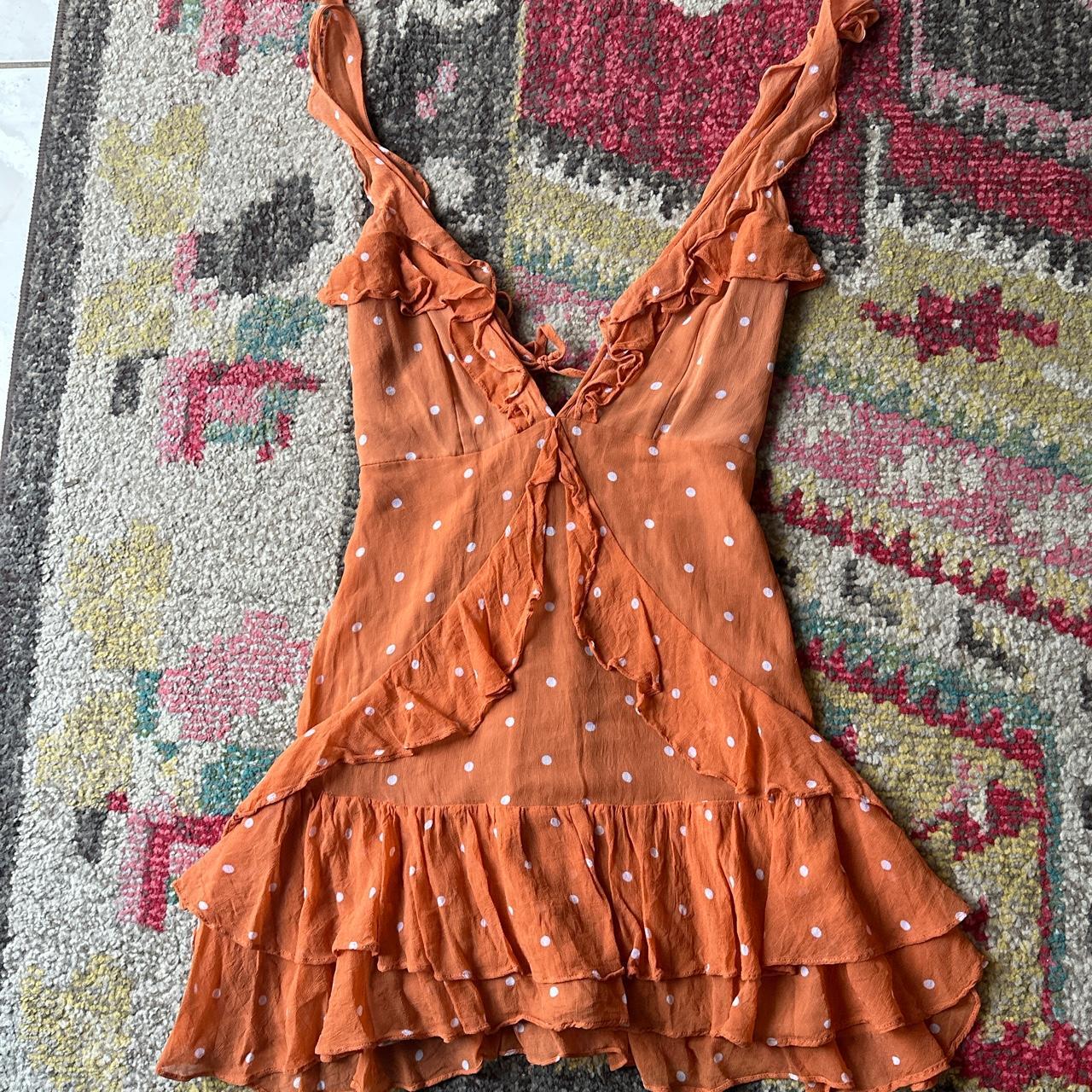 for-love-and-lemons-orange-polka-dot-mini-dress-depop