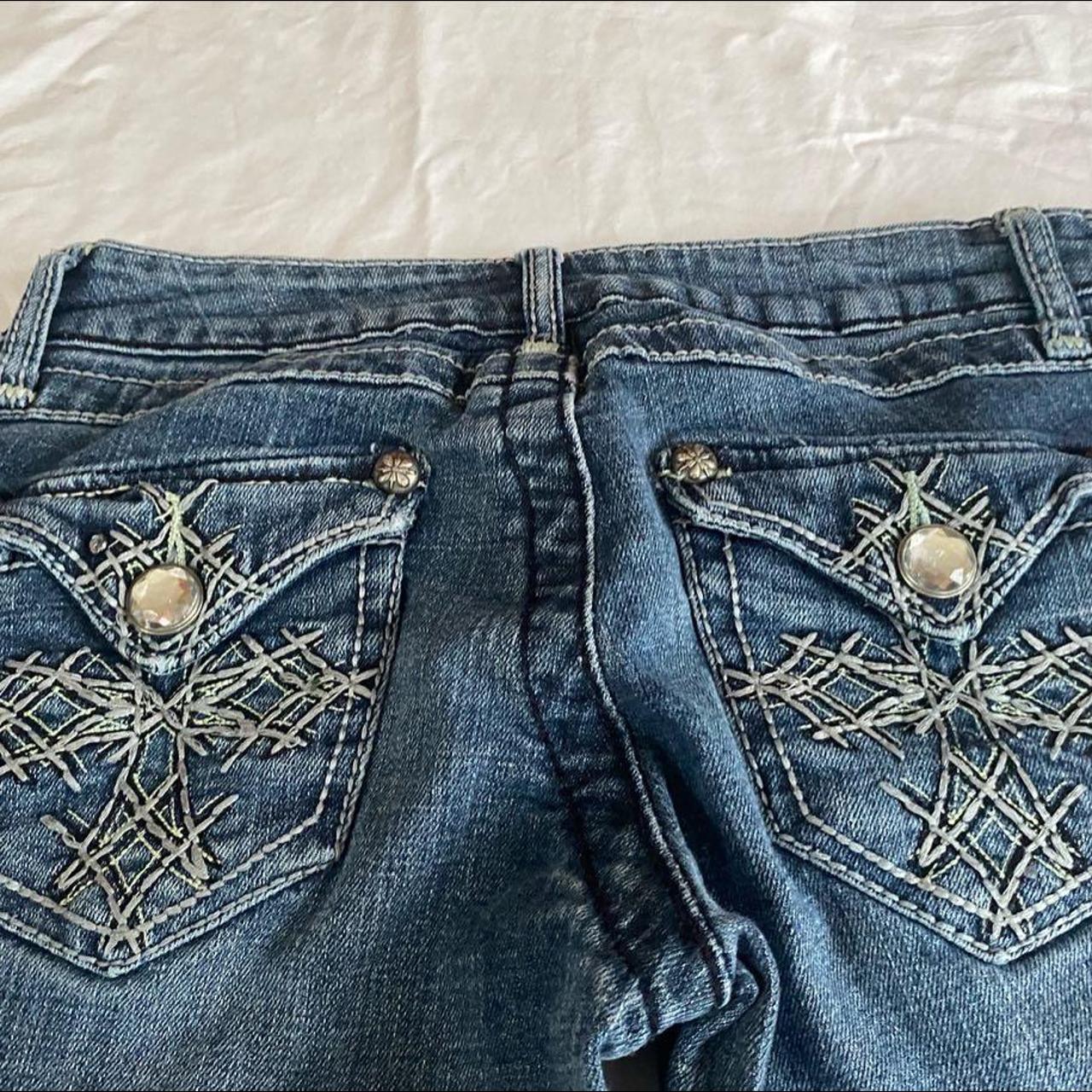 Super cute bedazzled cross pocket Bongo jeans, so so... - Depop