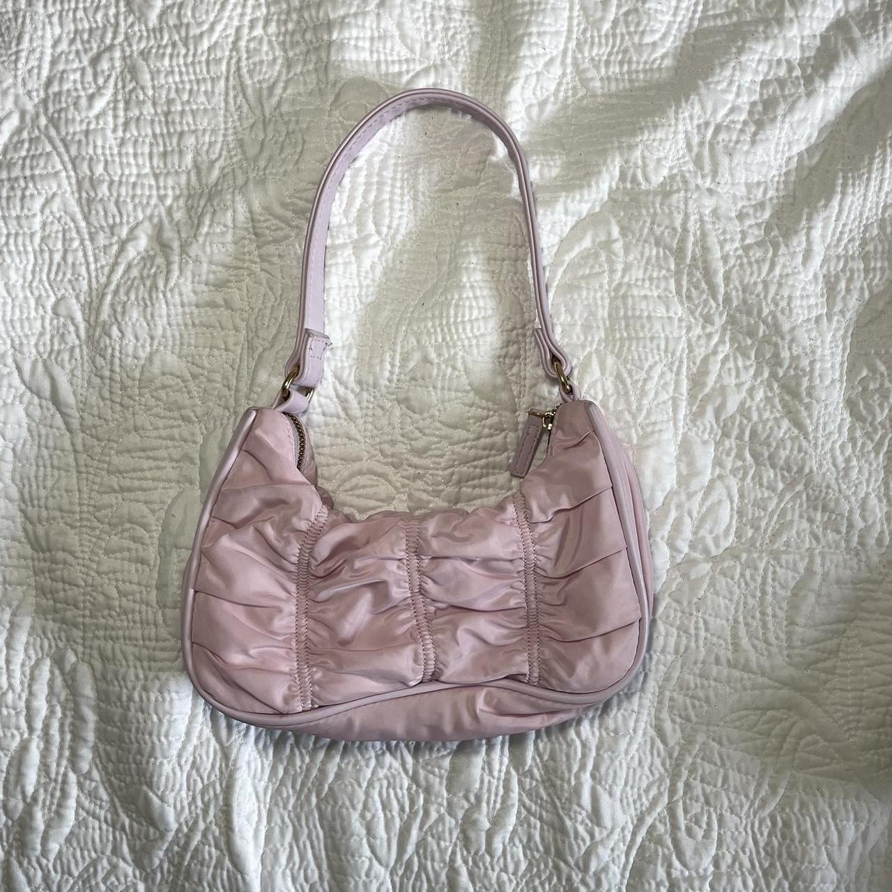 baby pink ruched handbag Depop
