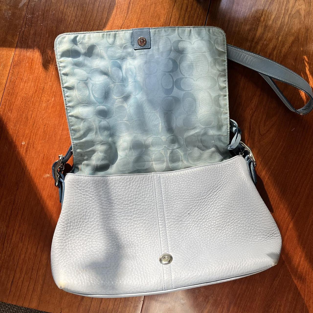 Vintage Coach Bag Small Blue Pebbled Leather Purse With a
